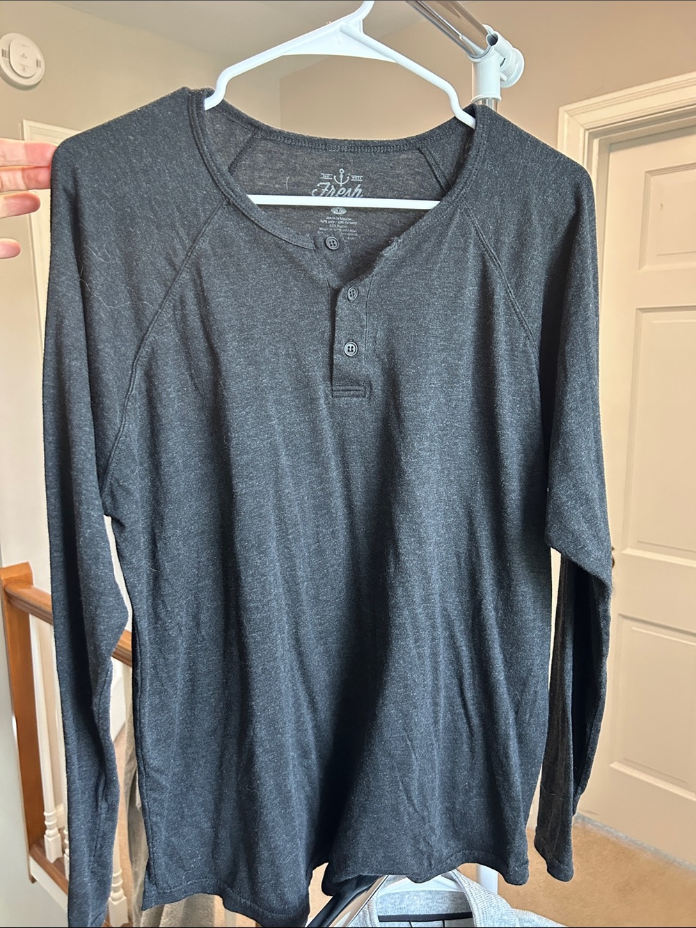 Men's Charcoal Long-Sleeve Henley Shirt